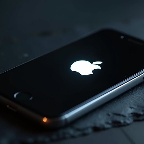 iPhone zawieszony na logo Apple