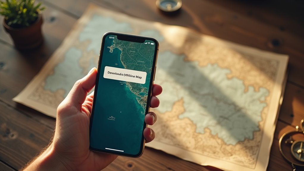 obszary map offline przechowywane lokalnie w aplikacjach na iPhone'a